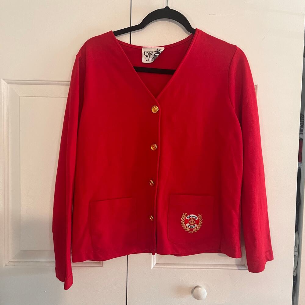 Copa Cabana Red Marine Club Button Front‎ Top